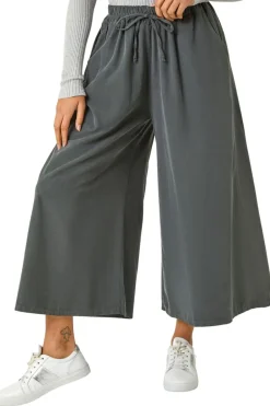 Trousers>Roman Baby Cord Wide Leg Culotte Charcoal