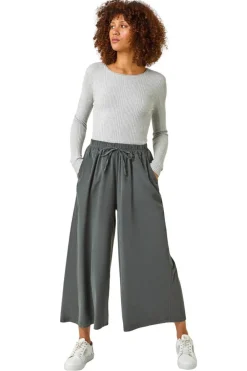 Trousers>Roman Baby Cord Wide Leg Culotte Charcoal
