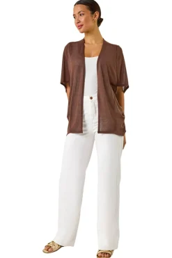 Tops>Roman Chocolate Cocoon Tunic Cardigan