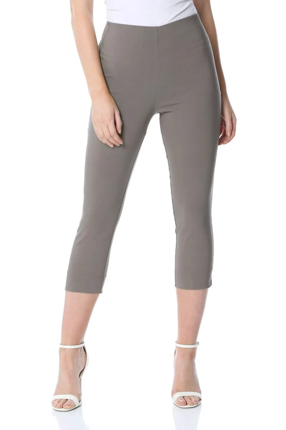 Trousers>Roman Cropped Stretch Trouser Capri Summer Leggings 3/4 Pedal Pushers Chocolate