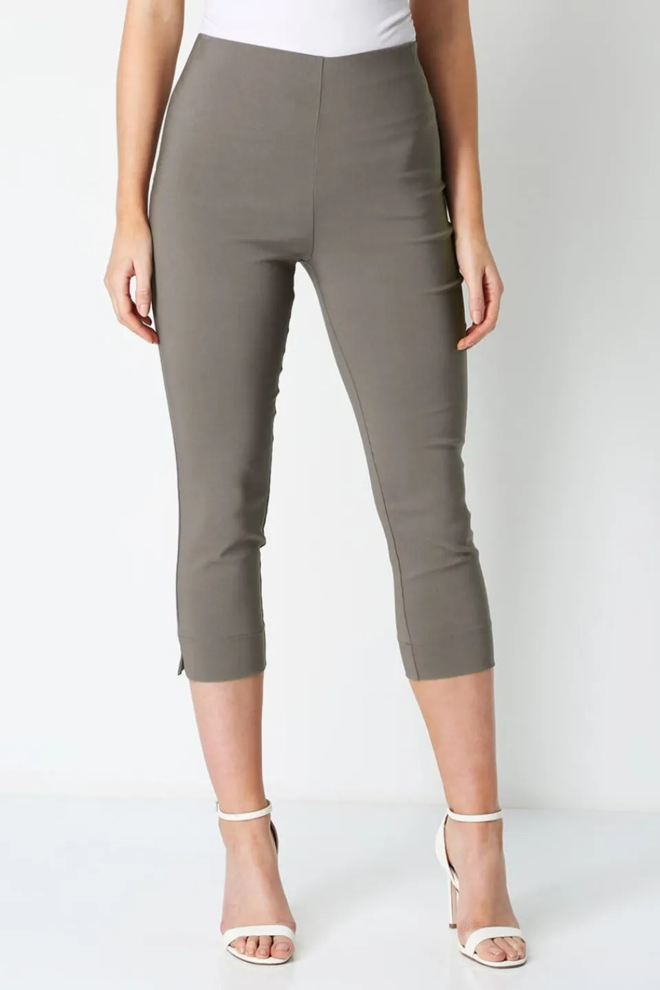 Trousers>Roman Cropped Stretch Trouser Capri Summer Leggings 3/4 Pedal Pushers Chocolate