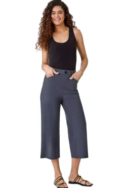 Trousers>Roman Dark Grey Cropped Stretch Culotte