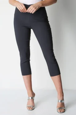 Trousers>Roman Dark Grey Cropped Stretch Trouser Capri Summer Leggings 3/4 Pedal Pushers DarkGrey