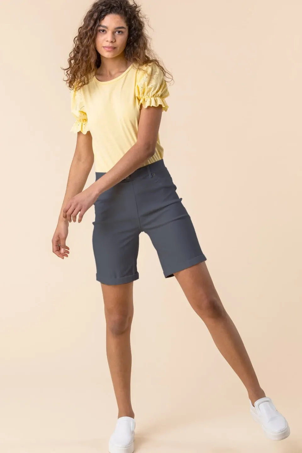 Shorts>Roman Dark Grey Turn Up Stretch Shorts DarkGrey