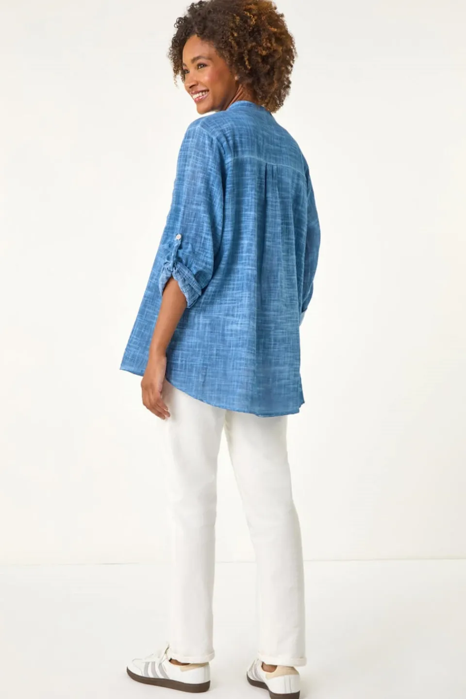 Blouses & Shirts>Roman Denim Cotton Button Through Shirt