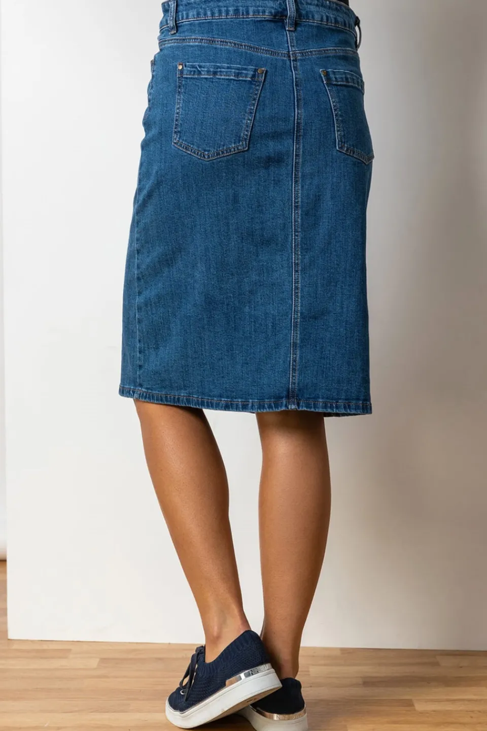 Skirts>Roman Cotton Stretch A line Skirt Denim