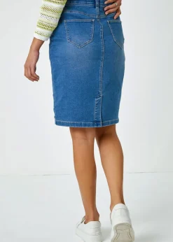 Skirts>Roman Cotton Stretch Skirt Denim