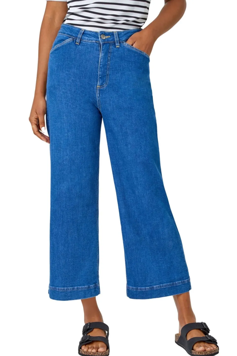 Jeans & Jeggings>Roman Denim Cotton Denim Stretch Culottes