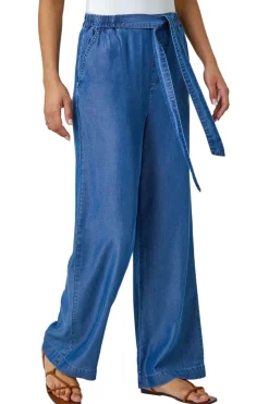 Trousers>Roman Denim Elastic Tie Waist Pocket Trousers