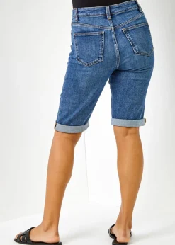 Shorts>Roman Denim Essential Stretch Knee Length Shorts Demin