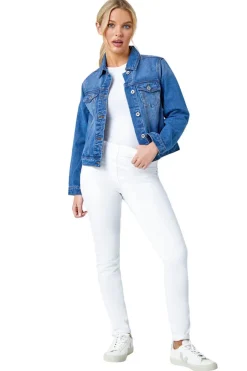 Coats & Jackets>Roman Denim Petite Bleached Denim Jacket