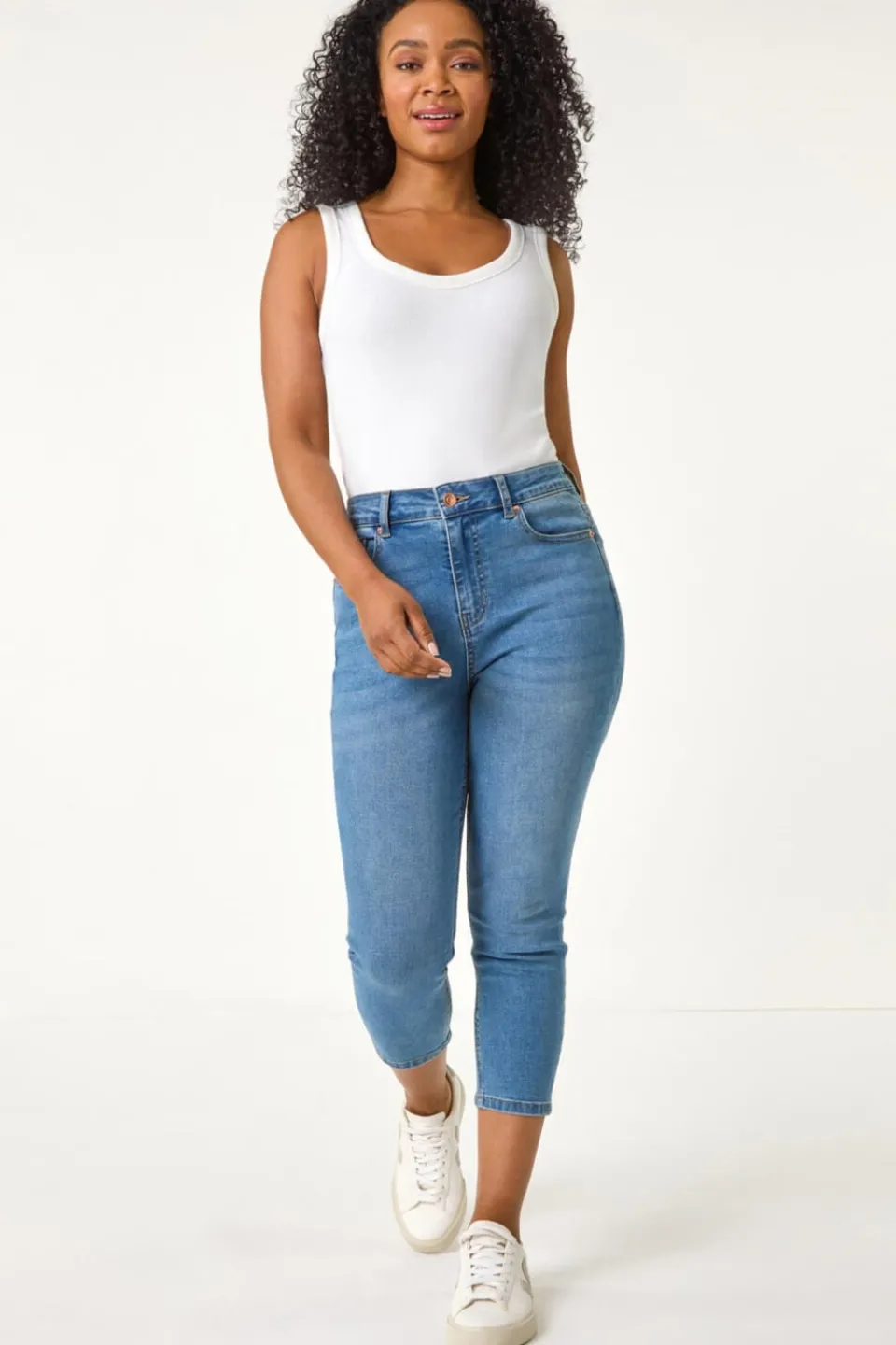 Jeans & Jeggings>Roman Denim Petite Slim Crop Stretch Jeans