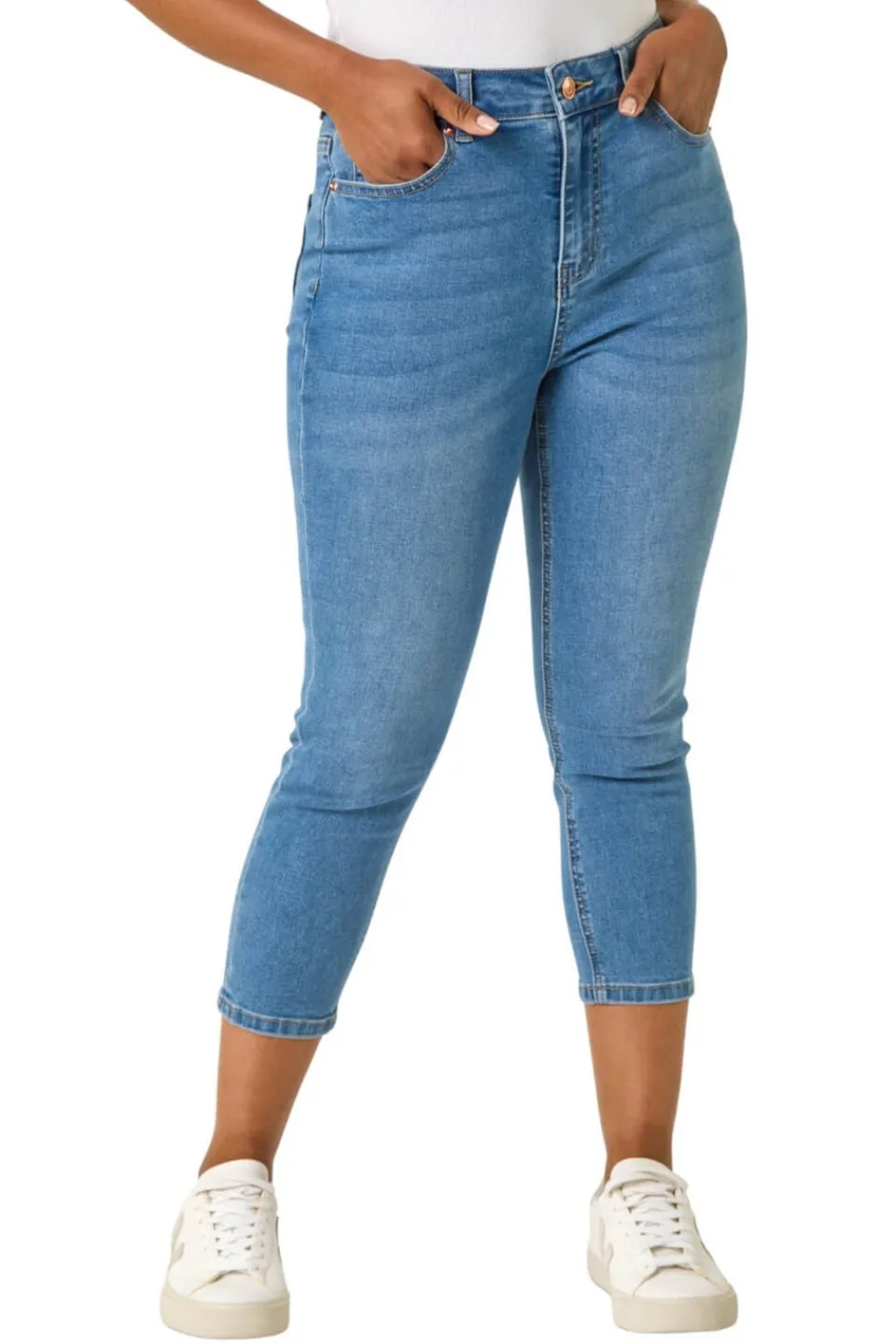 Jeans & Jeggings>Roman Denim Petite Slim Crop Stretch Jeans