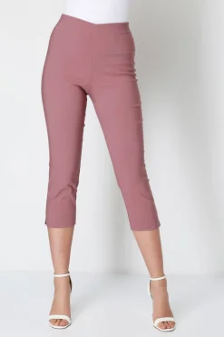 Trousers>Roman Dusky Pink Cropped Stretch Trouser Capri Summer Leggings 3/4 Pedal Pushers DustyPink