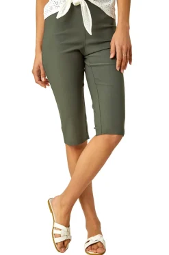 Shorts>Roman Elastic Waist Knee Length Stretch Shorts Forest