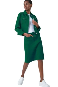 Coats & Jackets>Roman Classic Cotton Denim Jacket Green