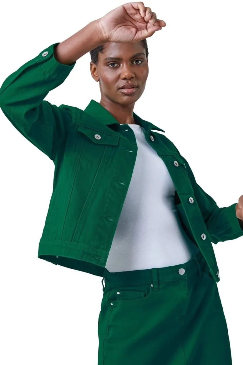 Coats & Jackets>Roman Classic Cotton Denim Jacket Green