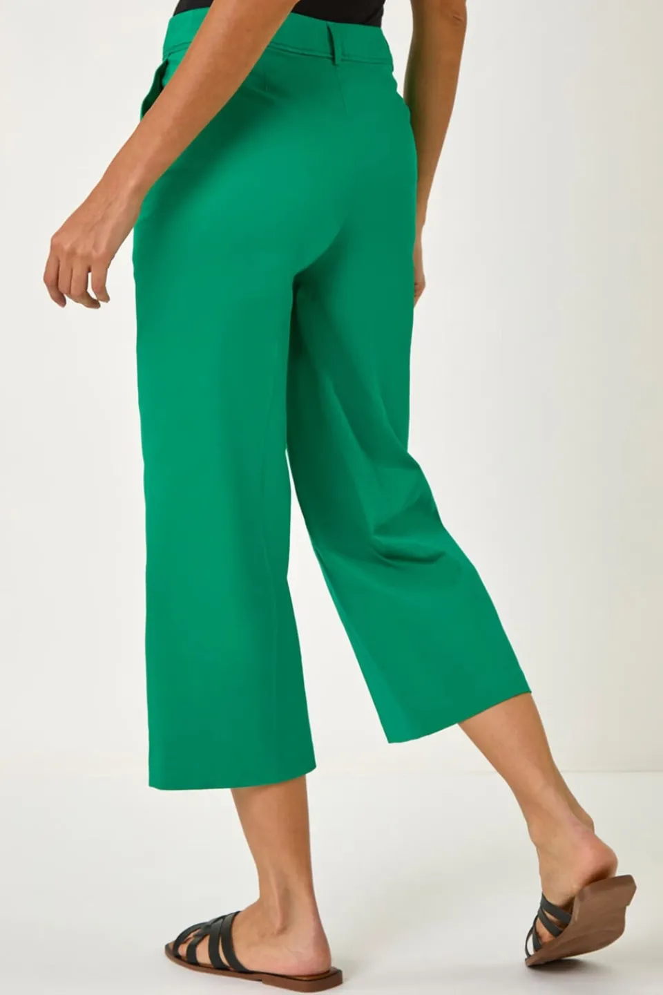 Trousers>Roman Green Cotton Culotte Trousers
