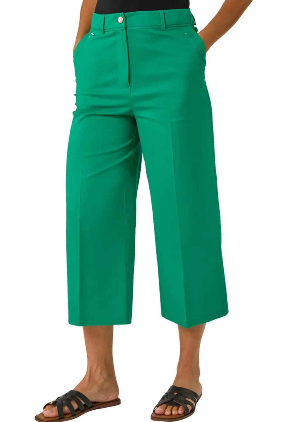 Trousers>Roman Green Cotton Culotte Trousers
