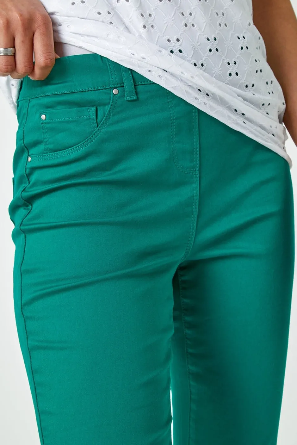 Jeans & Jeggings>Roman Cropped Stretch Denim Jegging Green