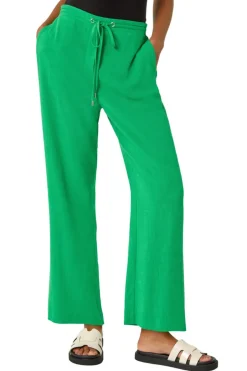 Trousers>Roman Full Length Linen Trousers Green