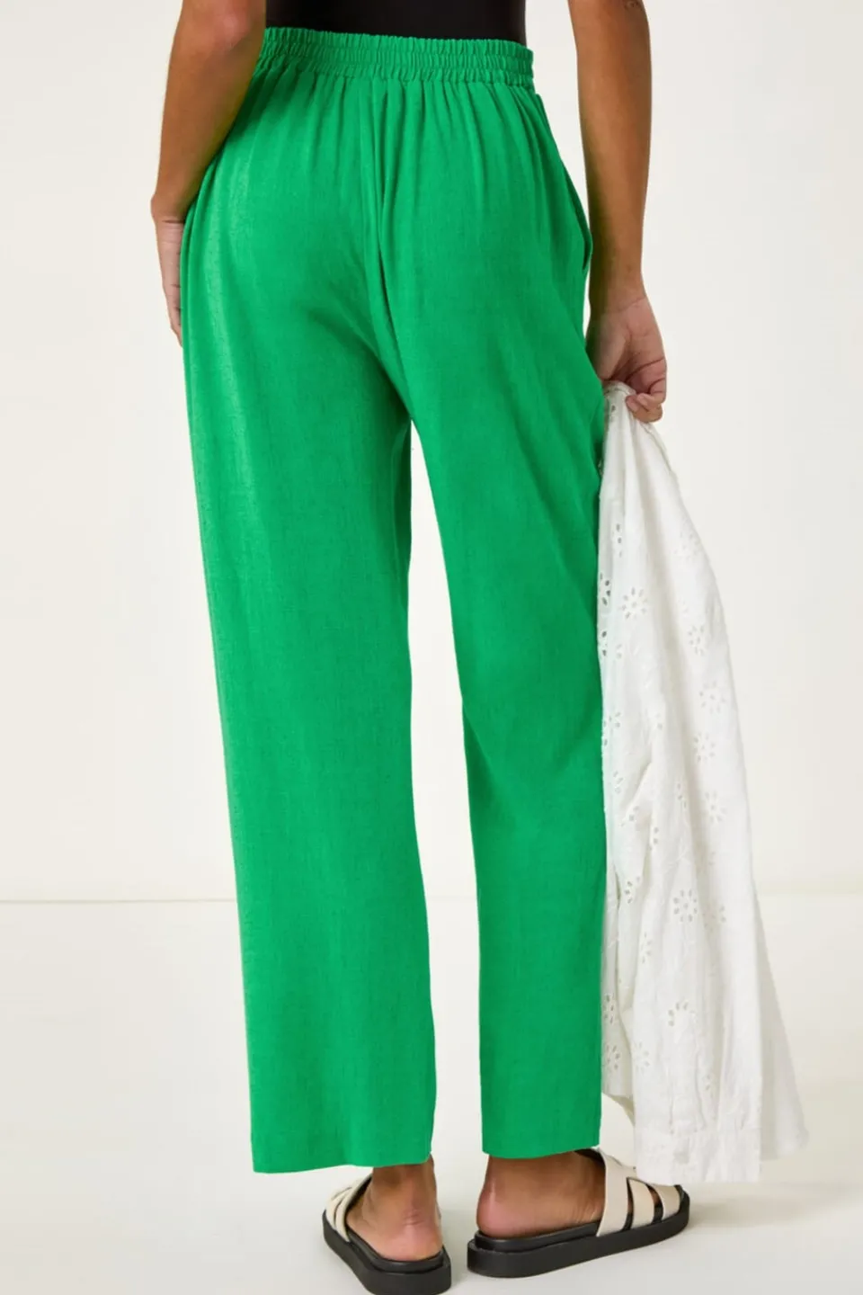 Trousers>Roman Full Length Linen Trousers Green