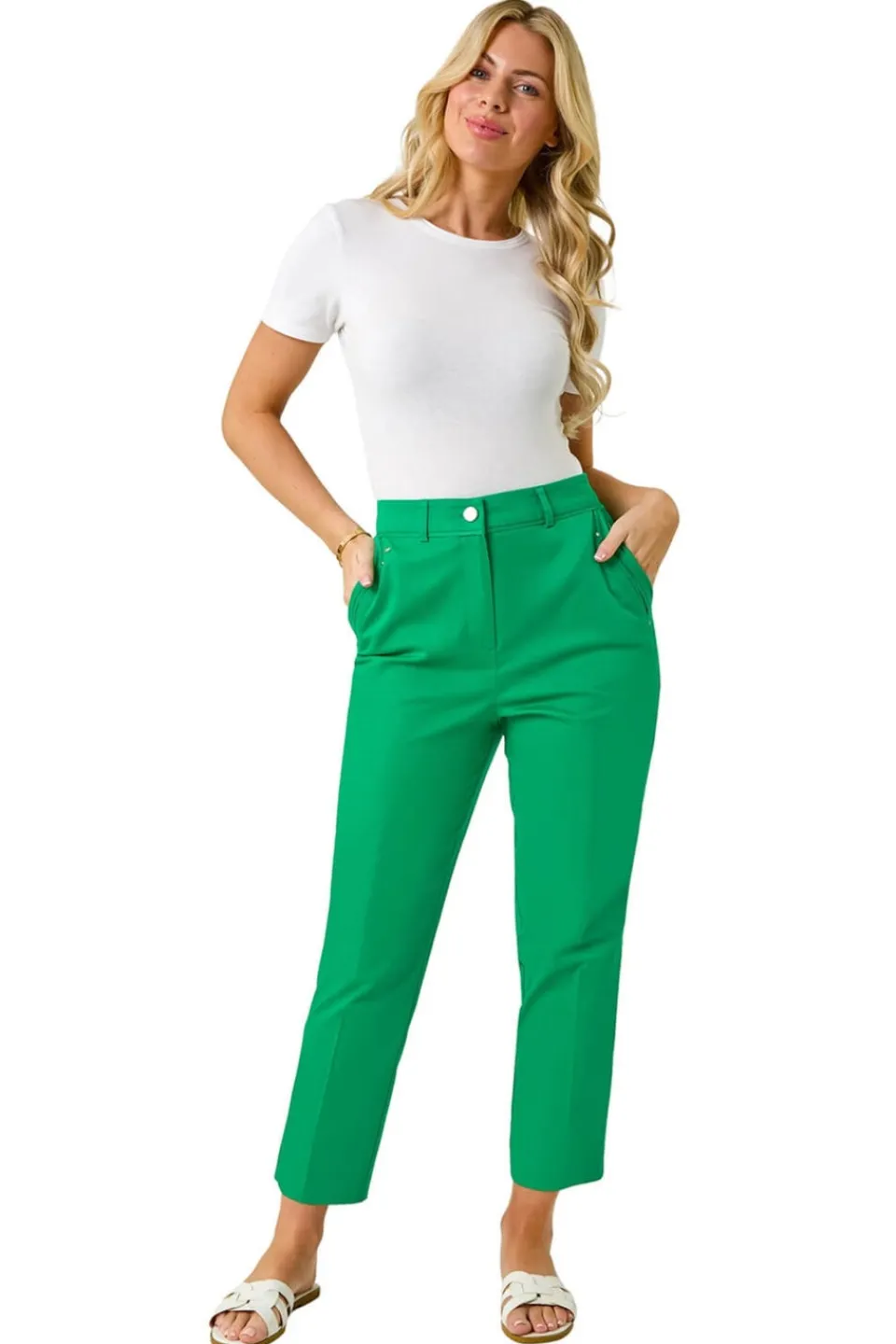 Trousers>Roman Green Petite Tapered Stretch Trouser