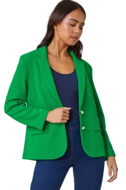 Coats & Jackets>Roman Green Petite Textured Stretch Blazer