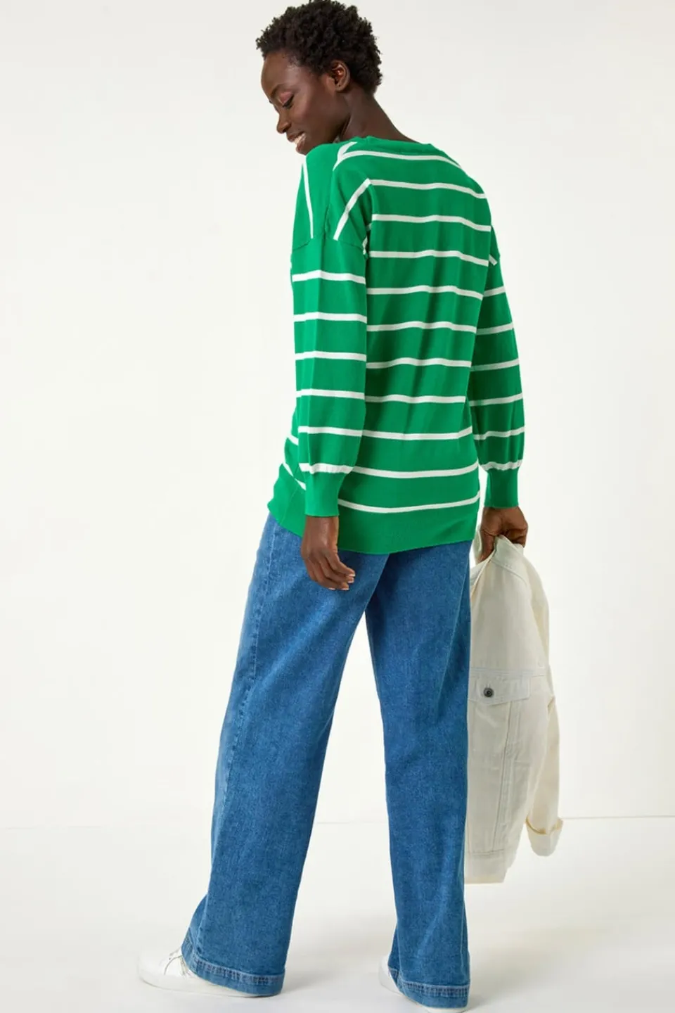 Tops>Roman Green Stripe Knitted Jumper