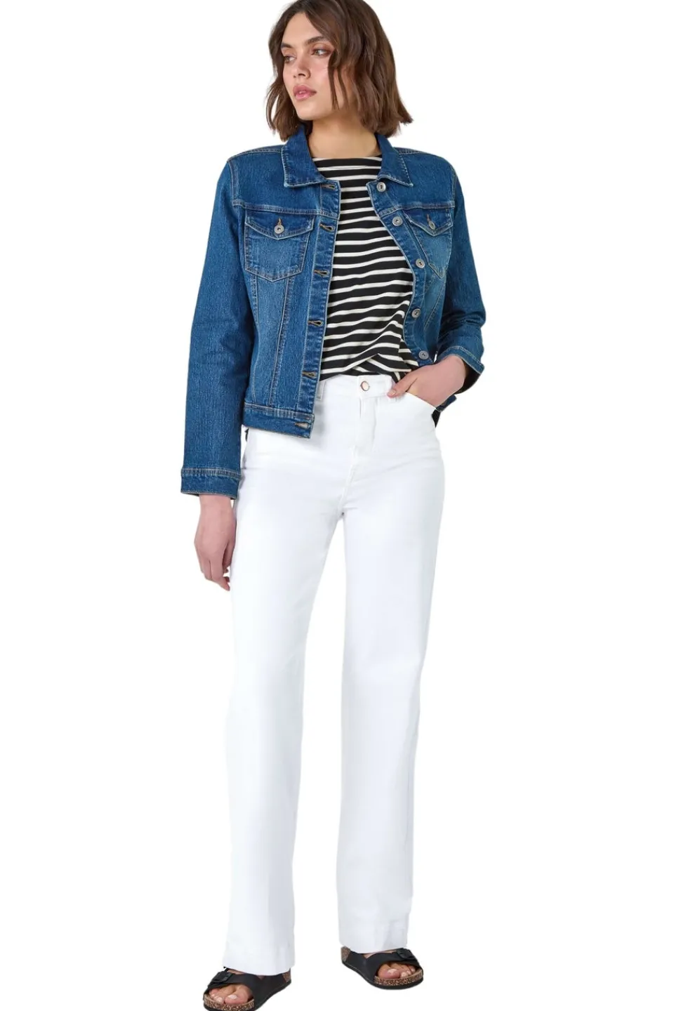Coats & Jackets>Roman Indigo Cotton Blend Stretch Denim Jacket