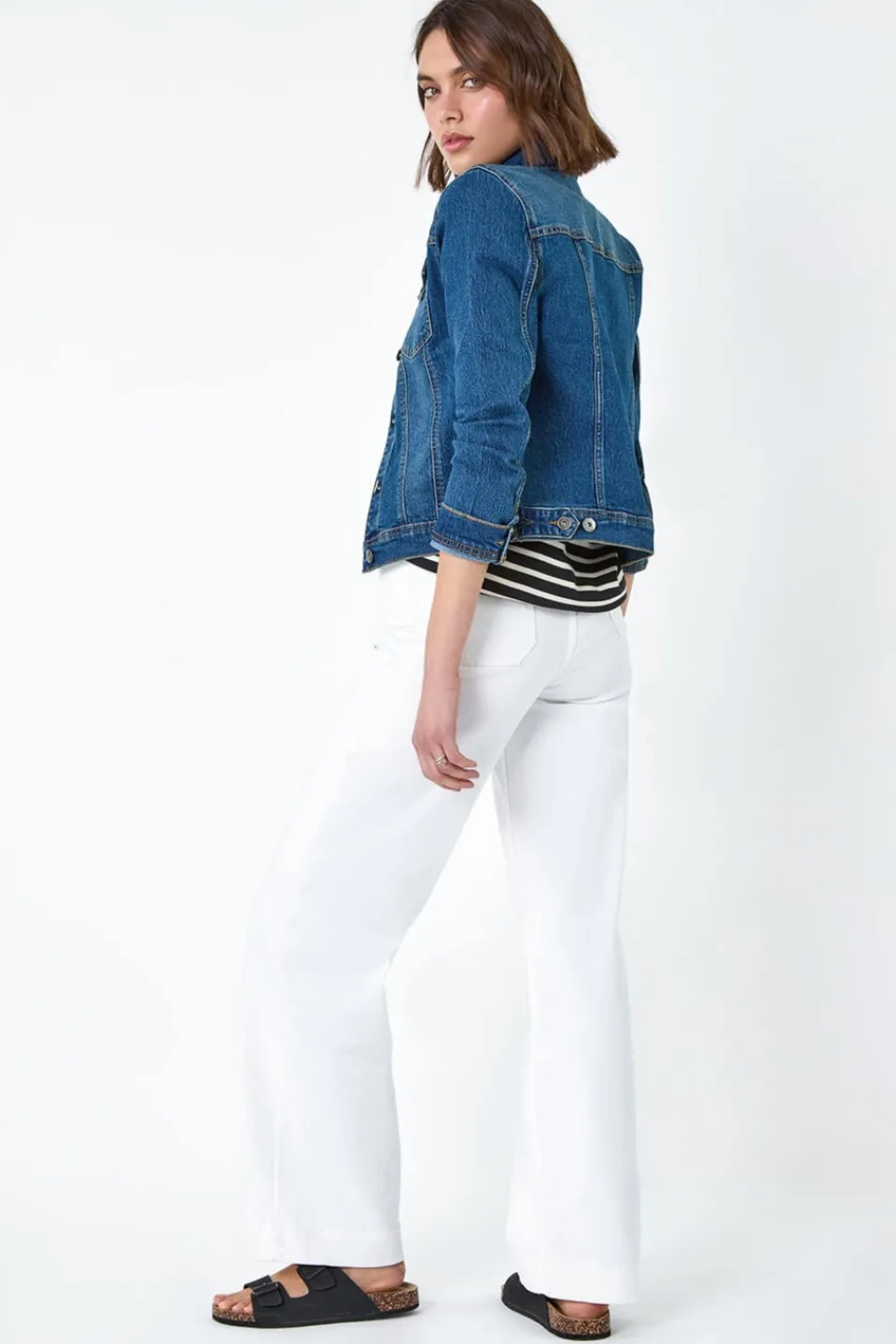 Coats & Jackets>Roman Indigo Cotton Blend Stretch Denim Jacket