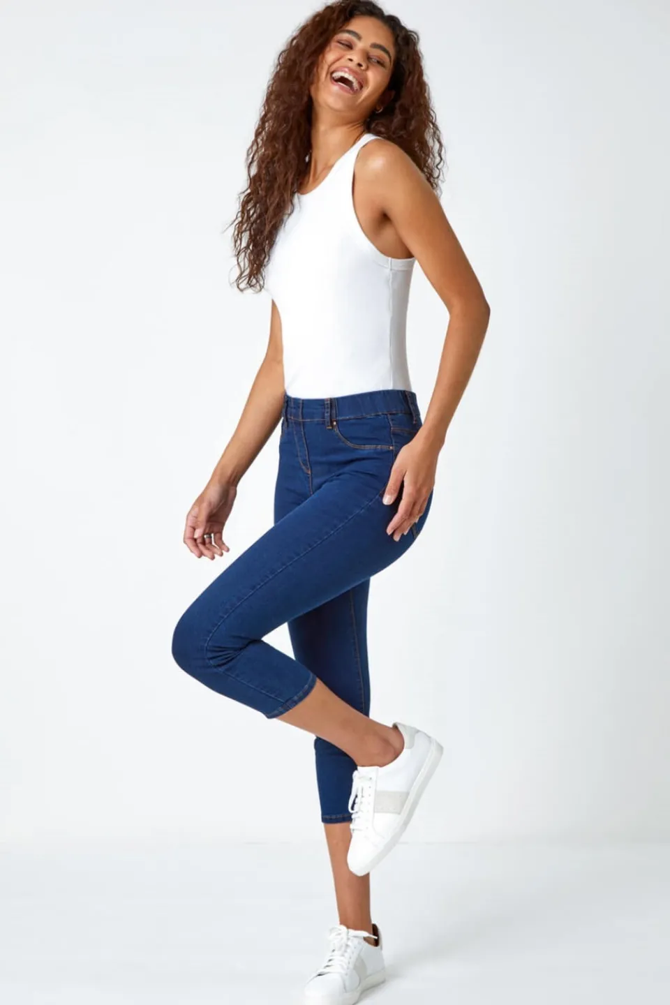 Jeans & Jeggings>Roman Cropped Stretch Denim Jegging Indigo