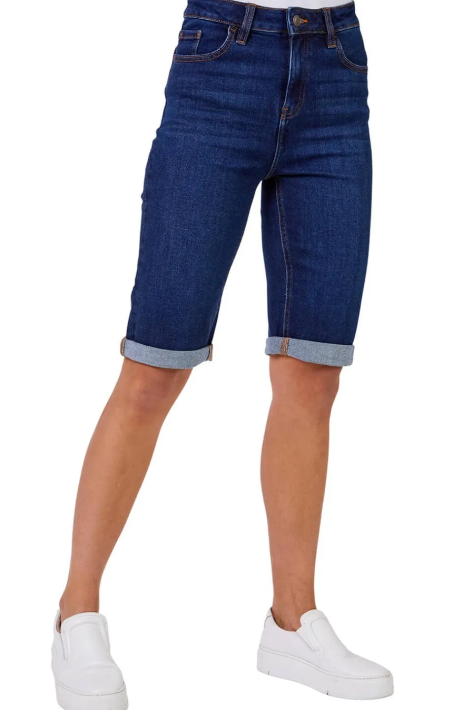 Shorts>Roman Essential Stretch Knee Length Shorts Indigo