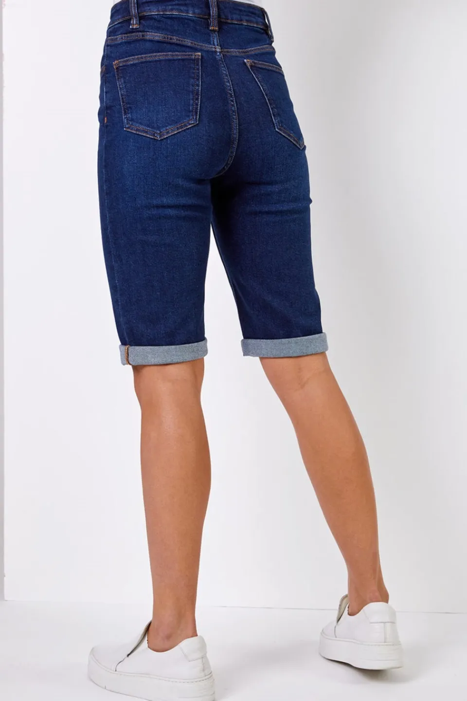 Shorts>Roman Essential Stretch Knee Length Shorts Indigo