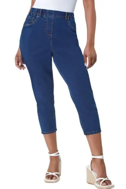 Jeans & Jeggings>Roman Indigo Petite Elastic Waist Crop Denim Jegging
