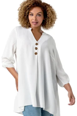 Tops>Roman Ivory Button Detail Tunic Top