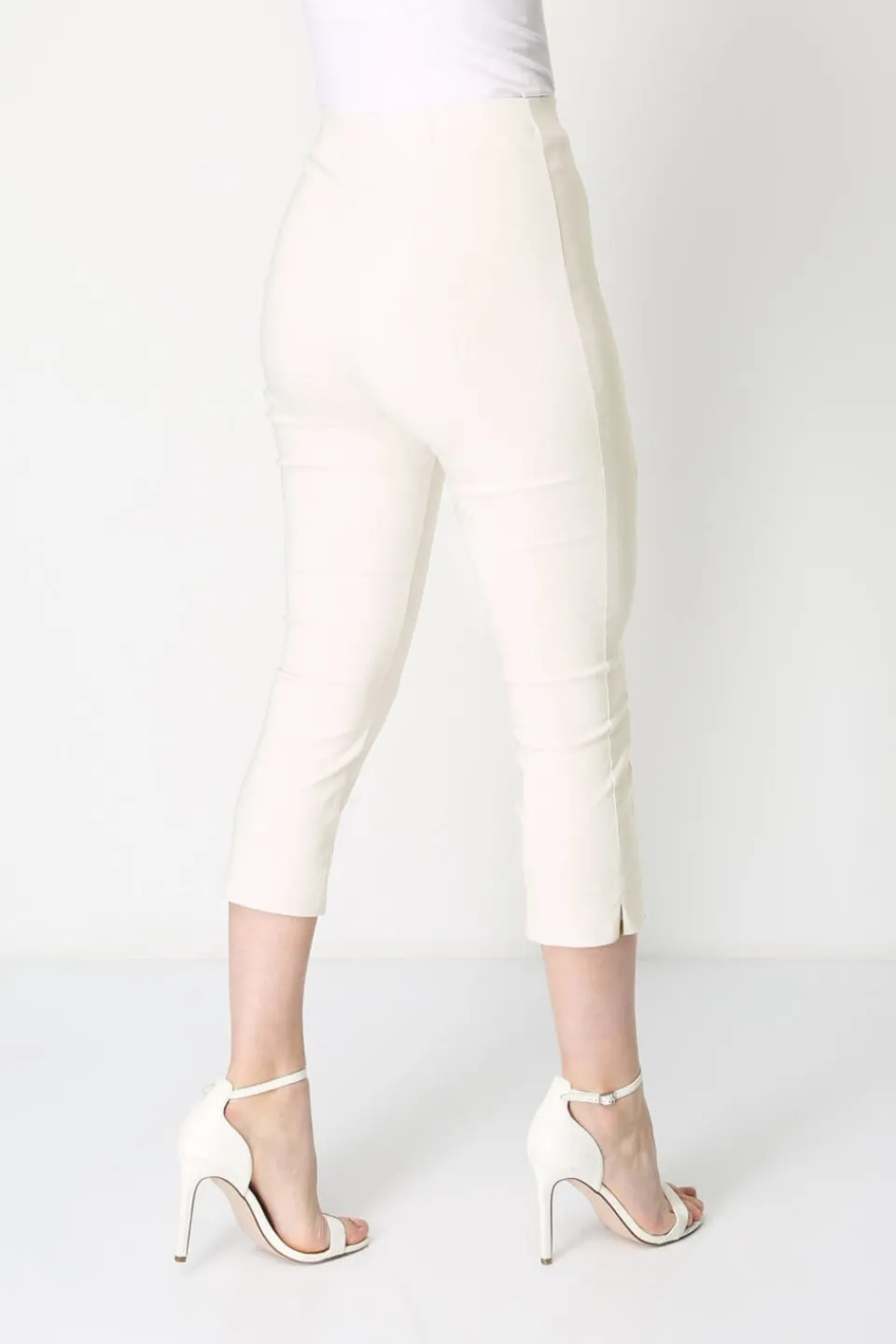 Trousers>Roman Cropped Stretch Trouser Capri Summer Leggings 3/4 Pedal Pushers Ivory