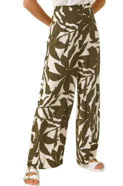 Trousers>Roman Ivory Floral Mono Wide Leg Trouser