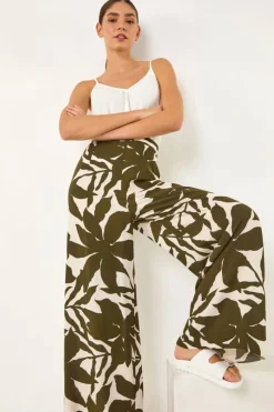 Trousers>Roman Ivory Floral Mono Wide Leg Trouser