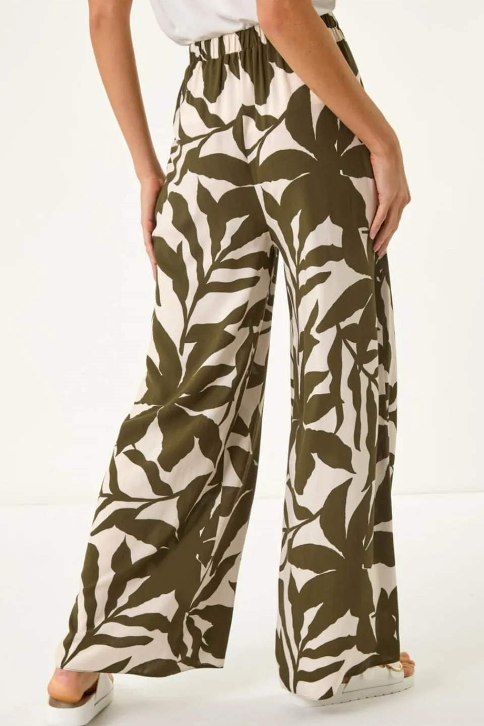 Trousers>Roman Ivory Floral Mono Wide Leg Trouser