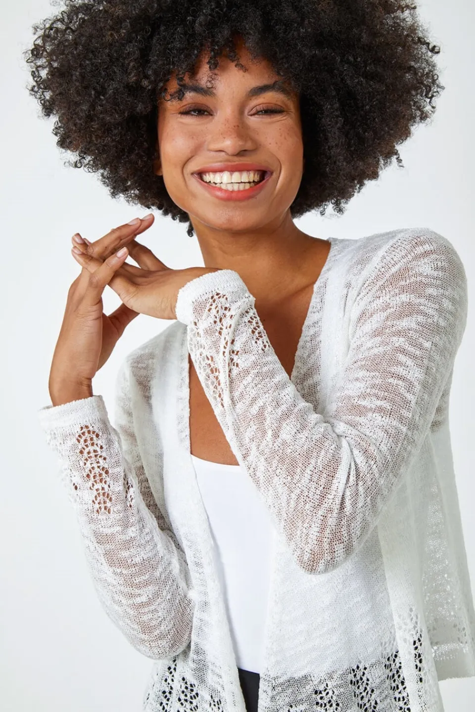 Tops>Roman Lightweight Knitted Shrug Ivory