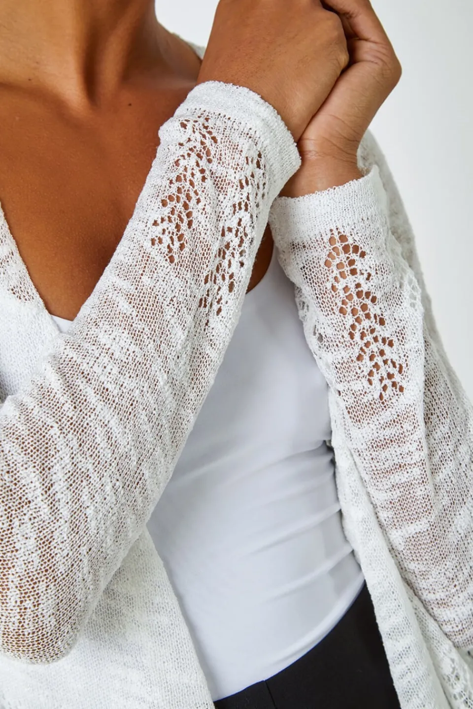 Tops>Roman Lightweight Knitted Shrug Ivory