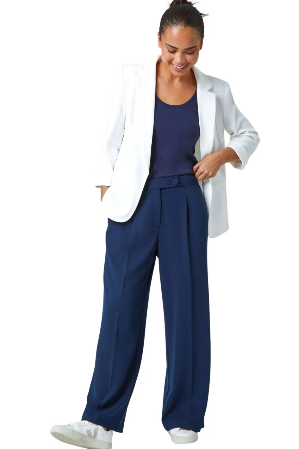 Coats & Jackets>Roman Ivory Petite Classic Stretch Blazer