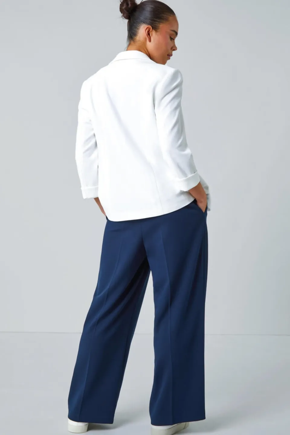 Coats & Jackets>Roman Ivory Petite Classic Stretch Blazer