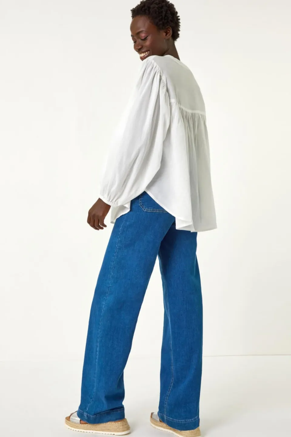 Tops>Roman Ivory Pleat Detail Button Through Blouse