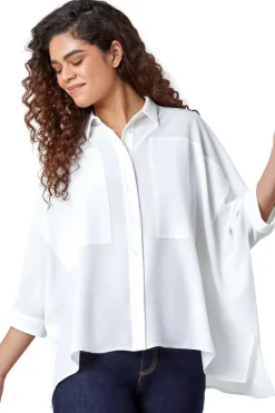Blouses & Shirts>Roman Ivory Relaxed Smart Stretch Shirt