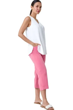 Tops>Roman Ivory V Neck Sleeveless Pleat Chiffon Vest Top