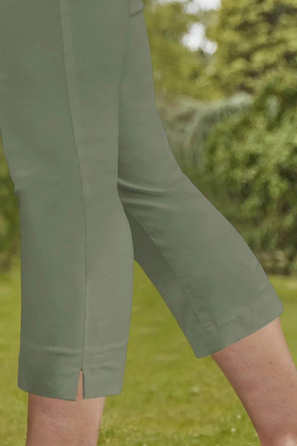 Trousers>Roman Cropped Stretch Trouser Capri Summer Leggings 3/4 Pedal Pushers Khaki