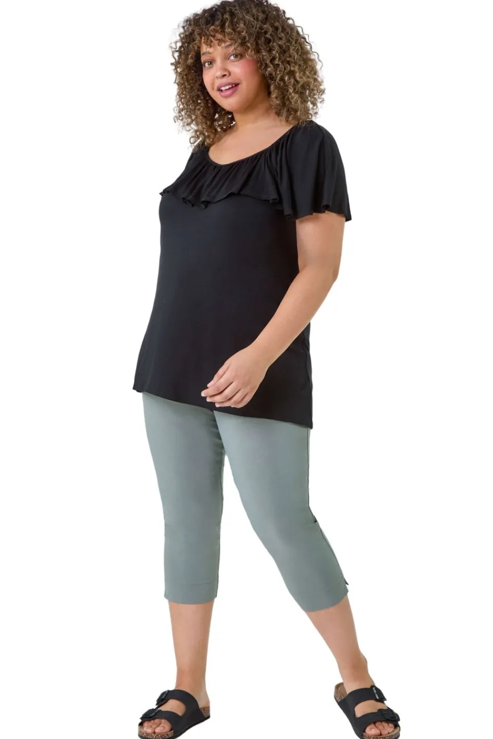 Trousers>Roman Khaki Curve Cropped Stretch Trouser