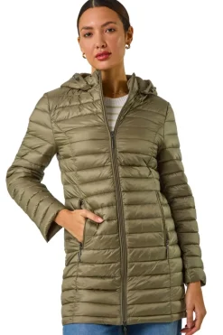 Coats & Jackets>Roman Khaki Padded Hooded Coat